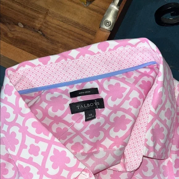 Talbots Pink Geometric Button Down Shirt - Picture 12 of 12